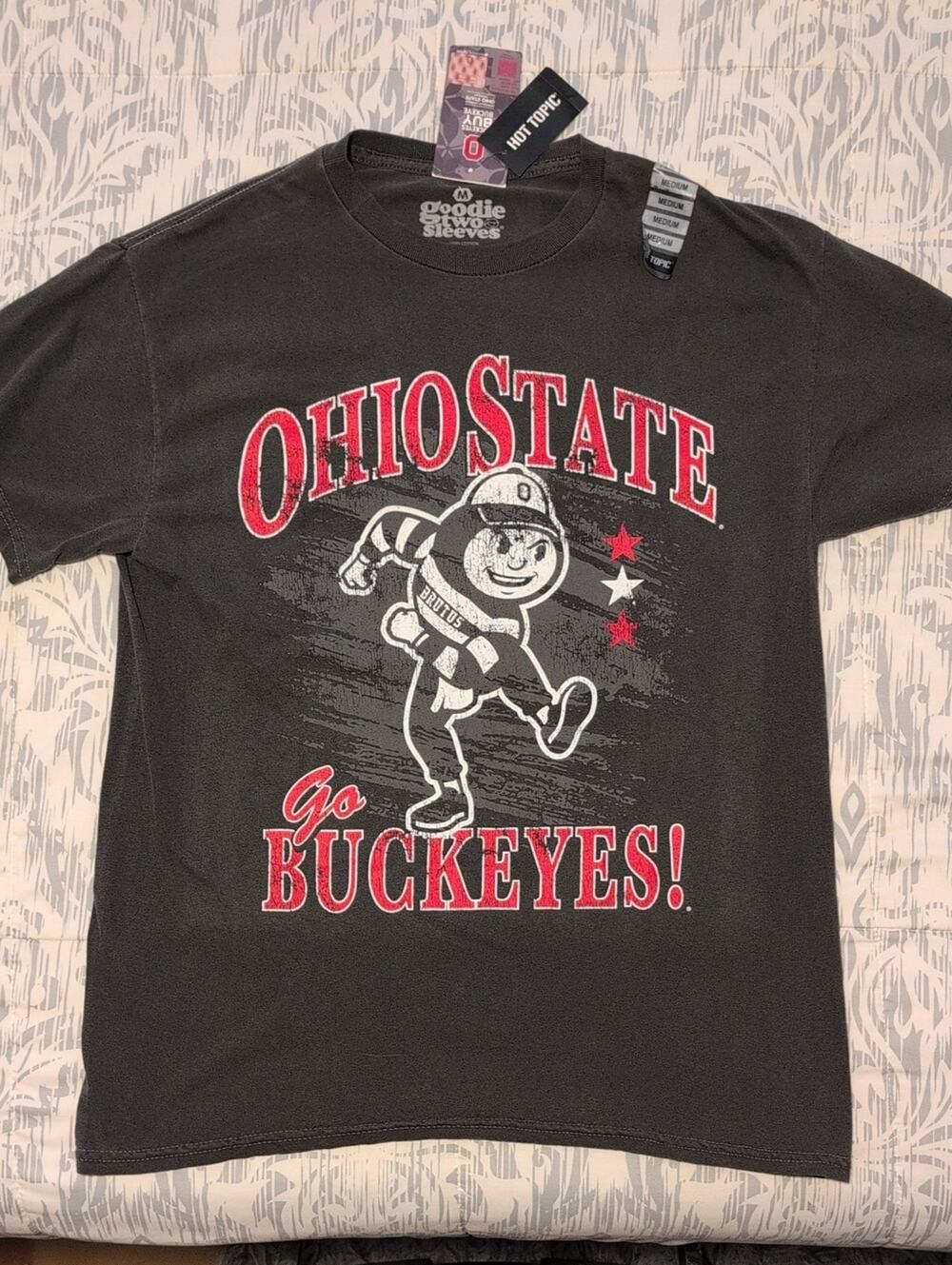 Ohio State Buckeyes Official Black Pigment Dye Graphic Tee Women's Medium NWT